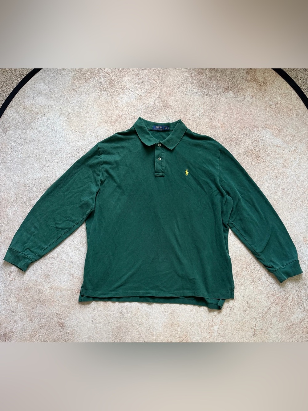 Polo by Ralph Lauren Dark Green Long Sleeve Polo with Yellow Pony